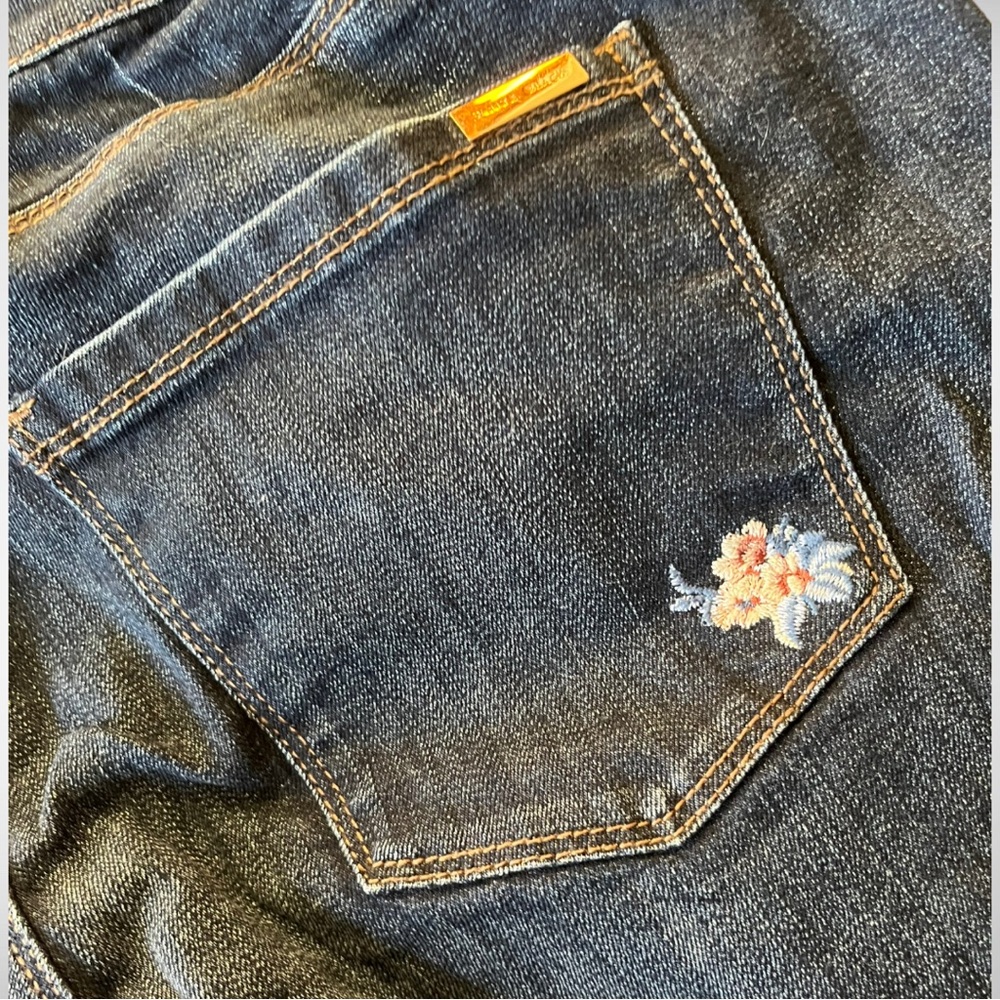 White House Black Market WHBM Dark Blue Floral Embroidered Jeans - Picture 7 of 11